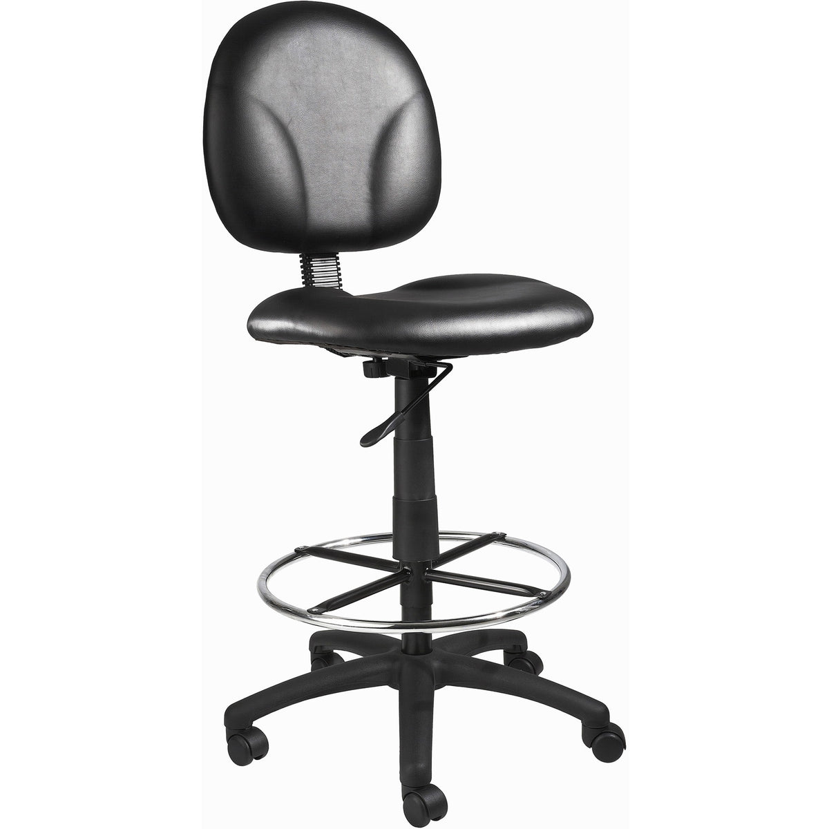 Boss Stand Up Drafting Stool with Foot Rest Black - Black Seat Color - Vinyl Seat Material - Black Back Color - Vinyl Ba