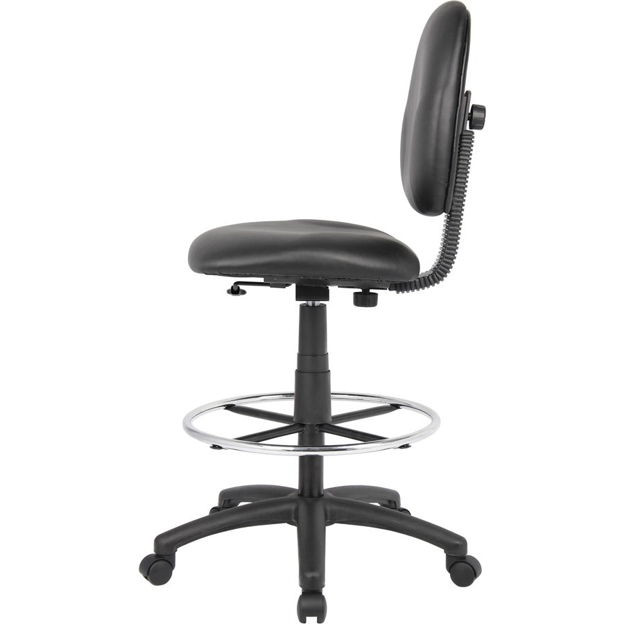 Boss Stand Up Drafting Stool with Foot Rest Black - Black Seat Color - Vinyl Seat Material - Black Back Color - Vinyl Ba