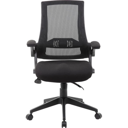 Boss Mesh Back, Flip Arm Task Chair - Black Seat Color - Black Back Color - Black Frame Color - 5-star Base - 1 Each