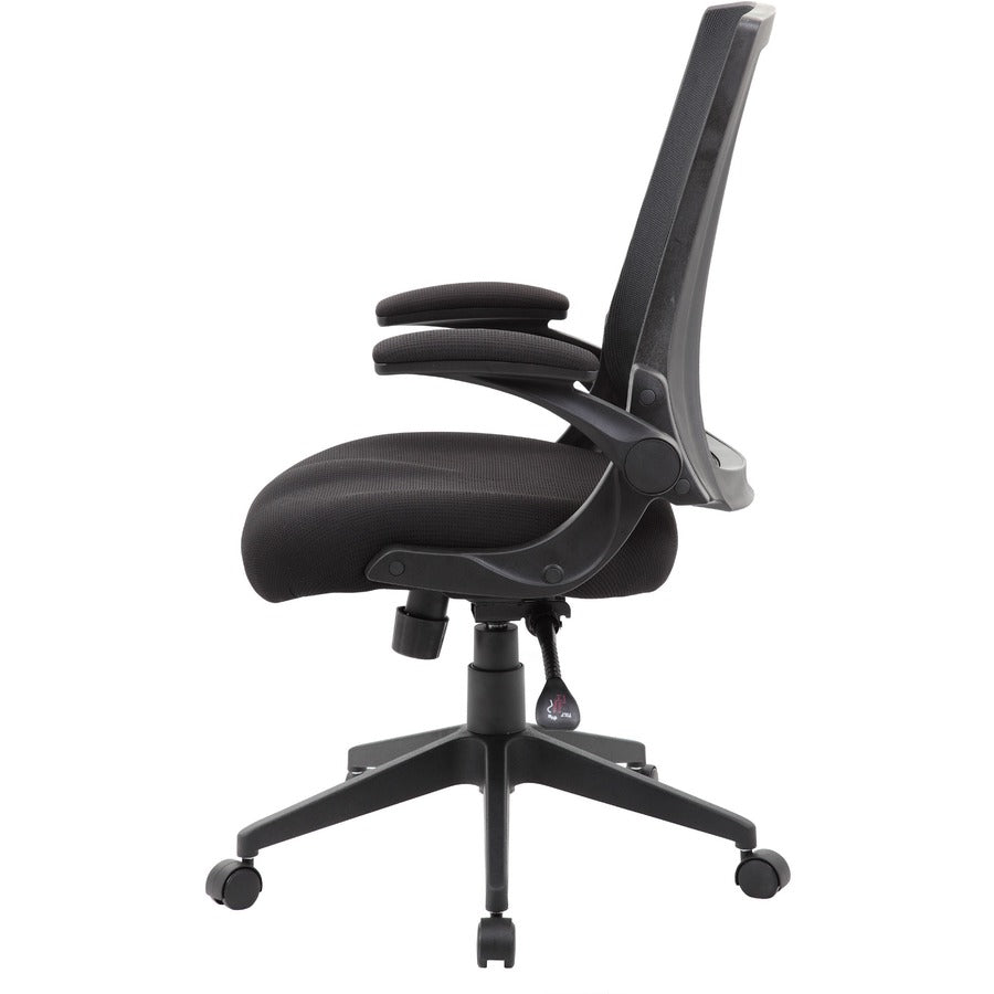 Boss Mesh Back, Flip Arm Task Chair - Black Seat Color - Black Back Color - Black Frame Color - 5-star Base - 1 Each