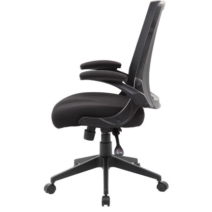 Boss Mesh Back, Flip Arm Task Chair - Black Seat Color - Black Back Color - Black Frame Color - 5-star Base - 1 Each