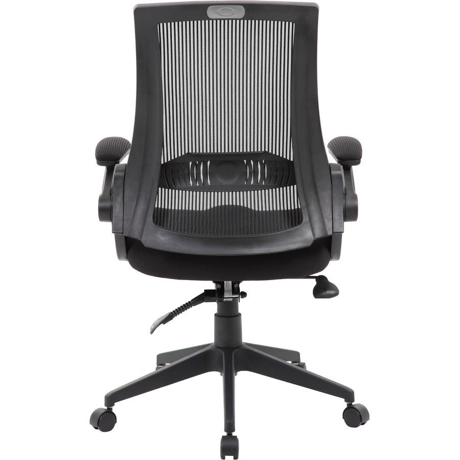 Boss Mesh Back, Flip Arm Task Chair - Black Seat Color - Black Back Color - Black Frame Color - 5-star Base - 1 Each