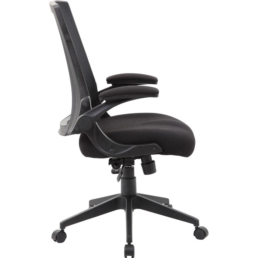 Boss Mesh Back, Flip Arm Task Chair - Black Seat Color - Black Back Color - Black Frame Color - 5-star Base - 1 Each