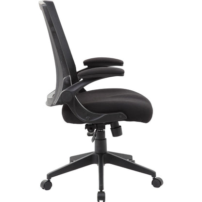 Boss Mesh Back, Flip Arm Task Chair - Black Seat Color - Black Back Color - Black Frame Color - 5-star Base - 1 Each