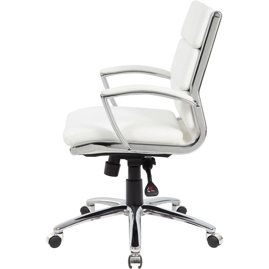 Boss CaressoftPlus™ Executive Mid-Back Chair - White Seat Color - Vinyl Seat Material - White Back Color - Vinyl Back Ma