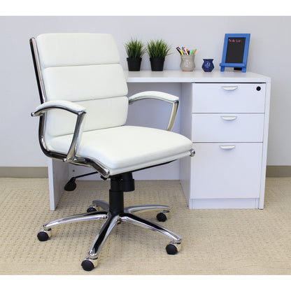 Boss CaressoftPlus™ Executive Mid-Back Chair - White Seat Color - Vinyl Seat Material - White Back Color - Vinyl Back Ma