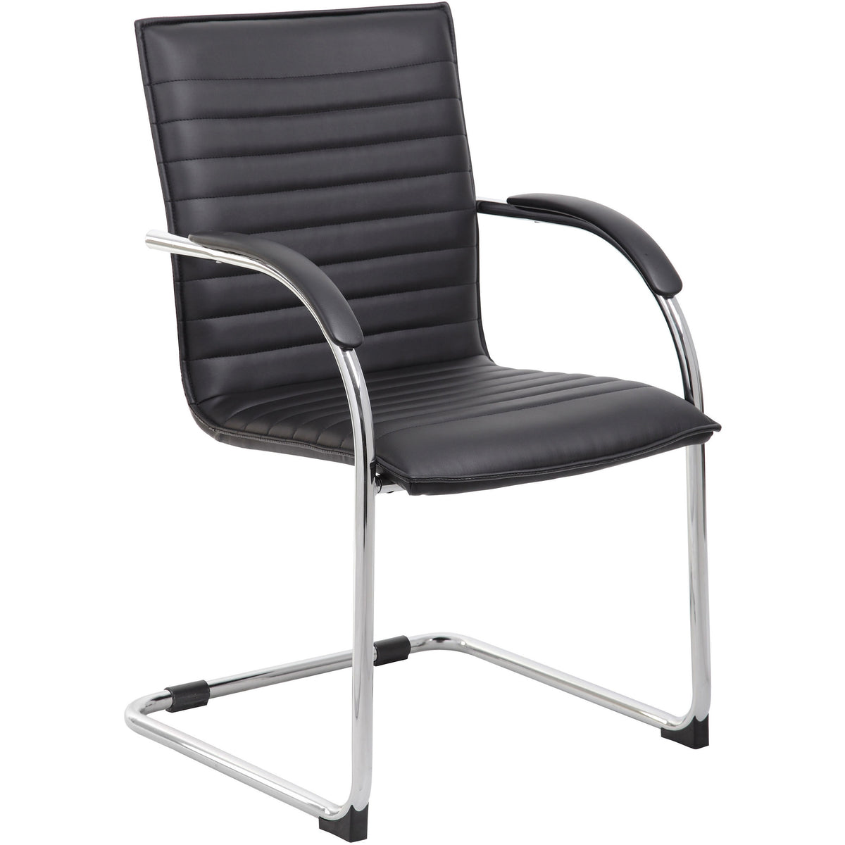 Boss Chrome Frame Vinyl Side Chairs - Black Seat Color - Vinyl Seat Material - Black Back Color - Vinyl Back Material - 