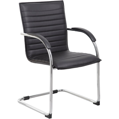 Boss Chrome Frame Vinyl Side Chairs - Black Seat Color - Vinyl Seat Material - Black Back Color - Vinyl Back Material - 