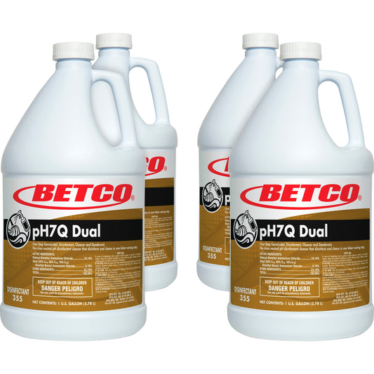Betco pH7Q Dual Neutral Disinfectant Cleaner - Concentrate - 128 fl oz (4 quart) - Pleasant Lemon Scent - Deodorize, pH 
