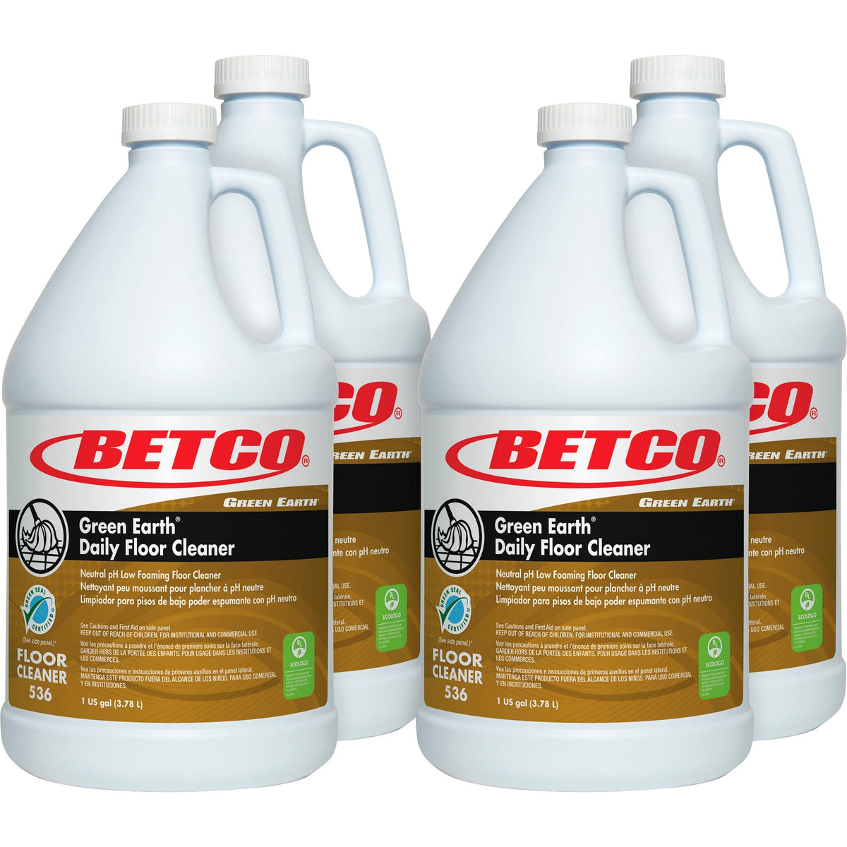 Betco Green Earth Daily Floor Cleaner - Concentrate - 128 fl oz (4 quart) - pH Neutral, Fragrance-free, Deodorize, Pleas
