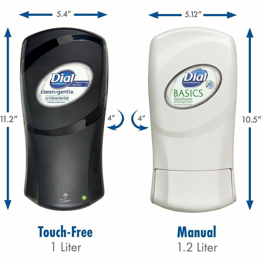 Dial Professional FIT Touch-Free Dispenser - Automatic - 1.06 quart Capacity - Support 4 x D Battery - Refillable, Durab