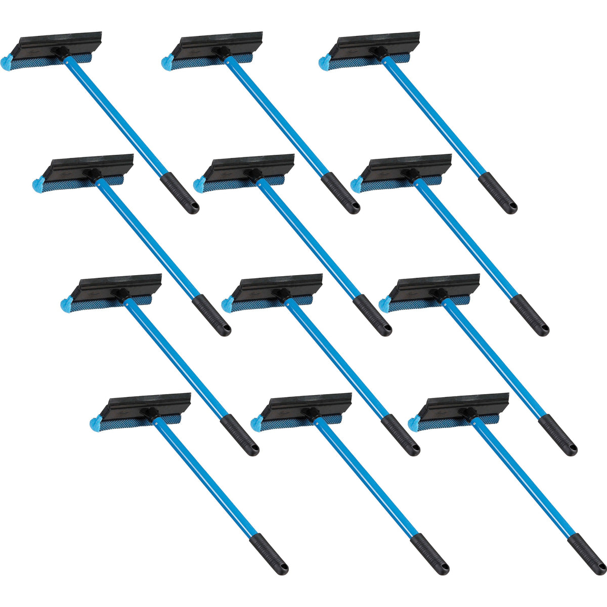 Ettore Auto Squeegee Scrubber - 8" Rubber Blade - 16" Aluminum Handle - Durable, Streak-free, Lightweight - Blue - 6 / C