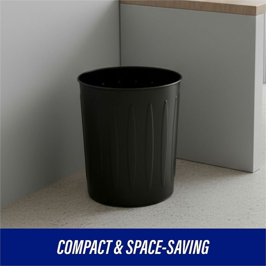 Genuine Joe 6-gallon Fire-safe Trash Can - 6 gal Capacity - Fire-Safe, Sturdy - 14" Height x 13" Diameter - Metal, Steel
