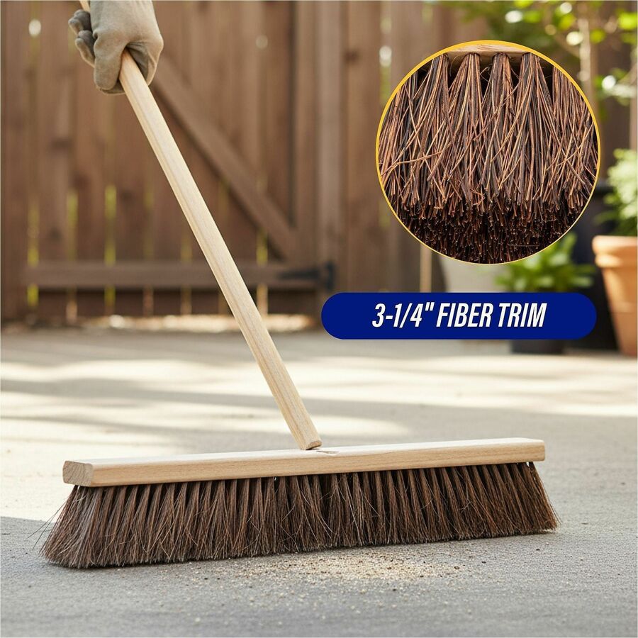 Genuine Joe 24" Push Broomhead - Palmyra Bristle - 24" Overall Length - Brown - 12 / Carton