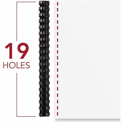 Mead CombBind Binding Spines - 1" Maximum Capacity - 200 x Sheet Capacity - For Letter 8 1/2" x 11" Sheet - Black - Plas