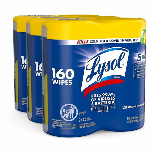 Lysol Disinfecting Wipes - For Multi Surface, Multipurpose - Wipe - Lemon Lime Scent - 3 / Carton