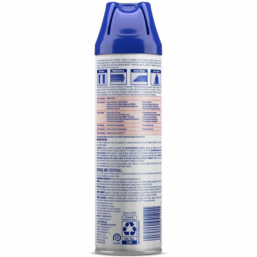 Lysol Fabric Disinfectant Spray - 15 fl oz (0.5 quart) - Lavender Fields Scent - Soft, Deodorize - Clear - 12 / Carton