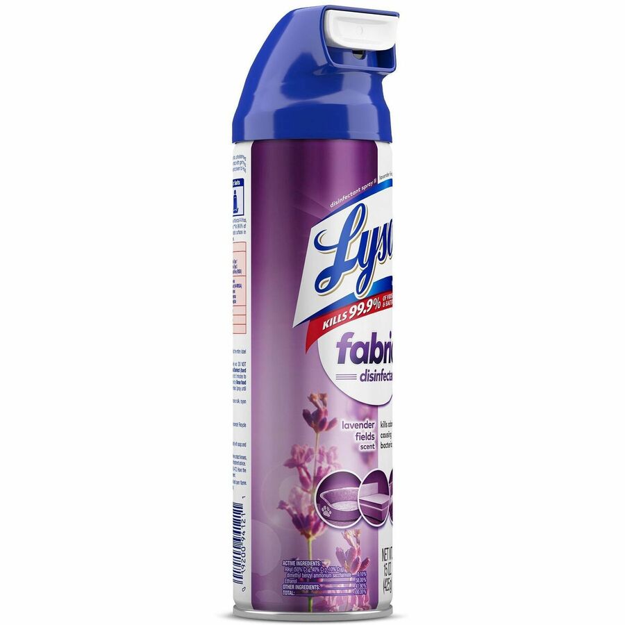 Lysol Fabric Disinfectant Spray - 15 fl oz (0.5 quart) - Lavender Fields Scent - Soft, Deodorize - Clear - 12 / Carton