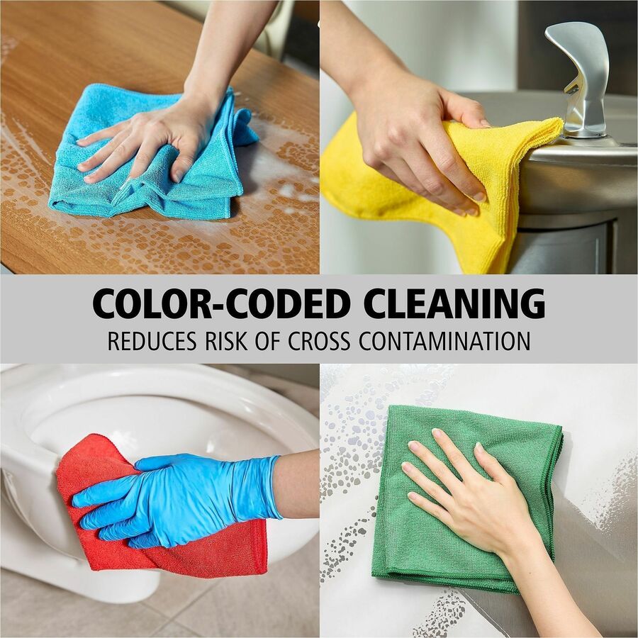 Rubbermaid Commercial Microfiber Cleaning Cloths - For Commercial - 16" Length x 16" Width - 12 / Carton