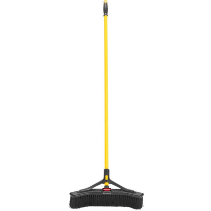 Rubbermaid Commercial Maximizer Push-To-Center 18" Brooms - Polypropylene Bristle - 58.1" Overall Length - Steel Handle 