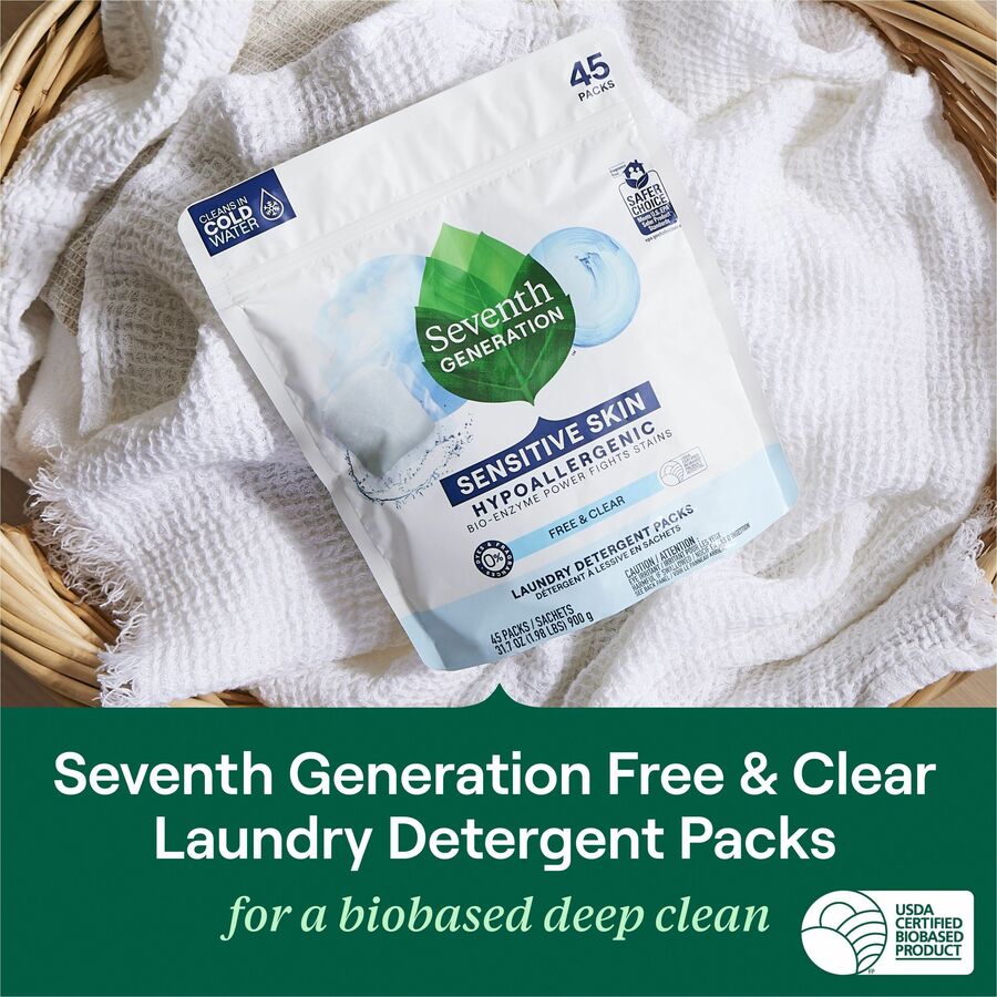 Seventh Generation Laundry Detergent - For Laundry - Citrus & Cedar, Free & Clear Scent - Recommended For: Stain Remover