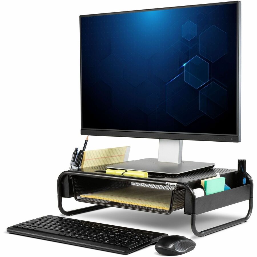 Allsop Metal Art Organizer 5 Monitor Stand with Drawer - 5.10" Height x 18" Width x 11.80" Depth - Desktop - Powder Coat