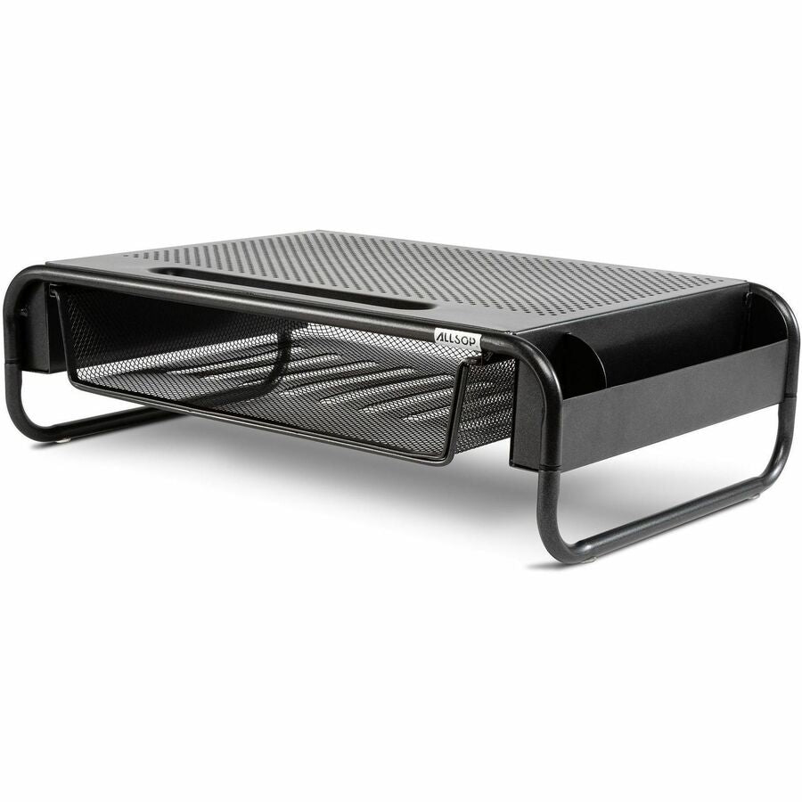 Allsop Metal Art Organizer 5 Monitor Stand with Drawer - 5.10" Height x 18" Width x 11.80" Depth - Desktop - Powder Coat
