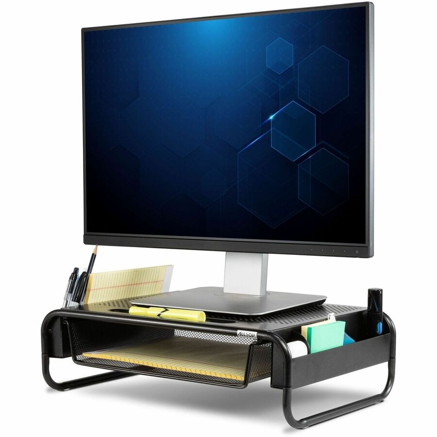 Allsop Metal Art Organizer 5 Monitor Stand with Drawer - 5.10" Height x 18" Width x 11.80" Depth - Desktop - Powder Coat