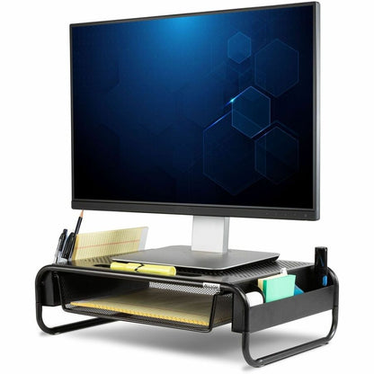 Allsop Metal Art Organizer 5 Monitor Stand with Drawer - 5.10" Height x 18" Width x 11.80" Depth - Desktop - Powder Coat