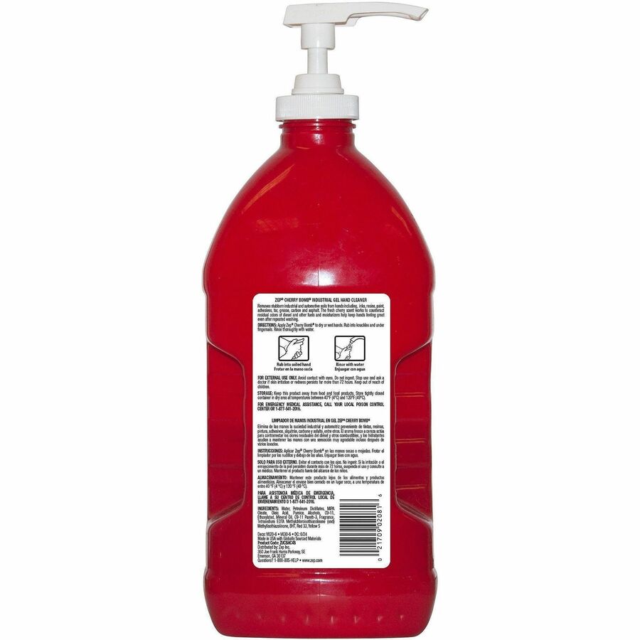 Zep Cherry Bomb Gel Hand Cleaner - Mild Cherry Scent - 1.50 quart - 4 / Carton
