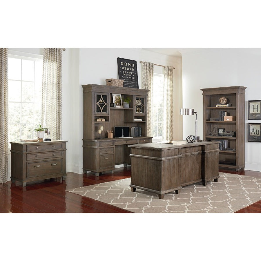Martin Carson Credenza - 6-Drawer - Total Drawer(s): 6 - Material: Solid Lumber, Veneer - Finish: Weathered Dove - 1 Eac