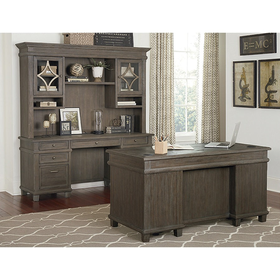 Martin Carson Credenza - 6-Drawer - Total Drawer(s): 6 - Material: Solid Lumber, Veneer - Finish: Weathered Dove - 1 Eac