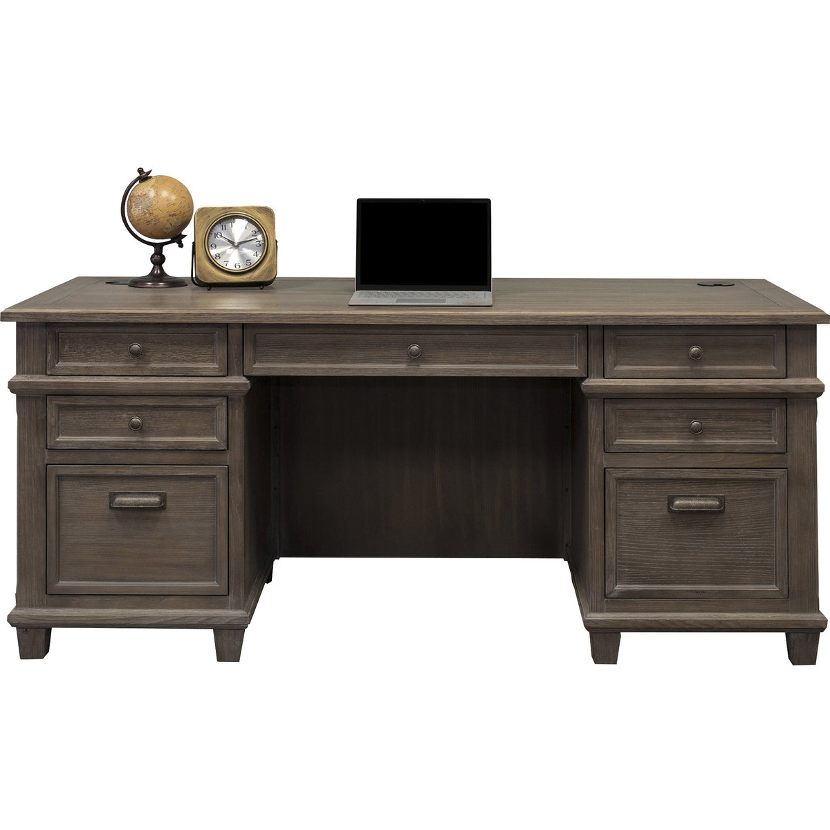 Martin Carson Credenza - 6-Drawer - Total Drawer(s): 6 - Material: Solid Lumber, Veneer - Finish: Weathered Dove - 1 Eac