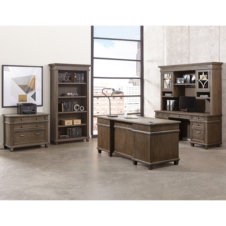Martin Carson Hutch - 2 Door(s) - 3 Shelve(s) - 2 Adjustable Shelf(ves) - Material: Solid Lumber, Veneer - Finish: Weath