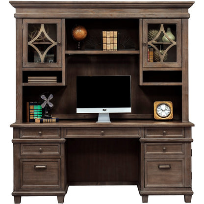 Martin Carson Hutch - 2 Door(s) - 3 Shelve(s) - 2 Adjustable Shelf(ves) - Material: Solid Lumber, Veneer - Finish: Weath