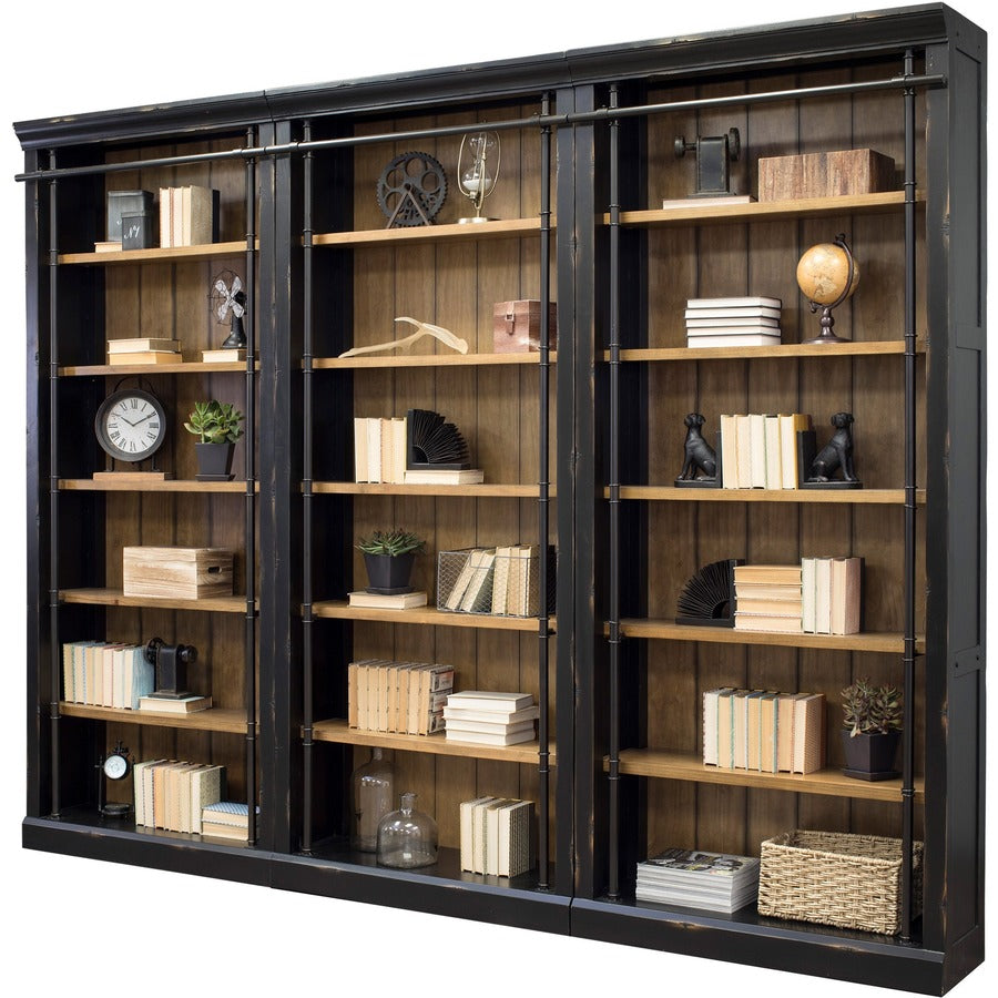 Martin Bookcase - 5 Shelve(s) - 4 Adjustable Shelf(ves) - Finish: Aged Ebony, Warm Honey - Adjustable Shelf - For Home, 