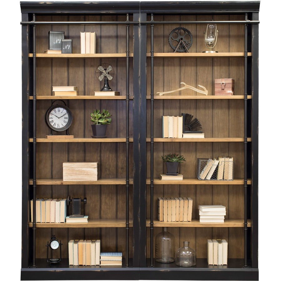 Martin Bookcase - 5 Shelve(s) - 4 Adjustable Shelf(ves) - Finish: Aged Ebony, Warm Honey - Adjustable Shelf - For Home, 