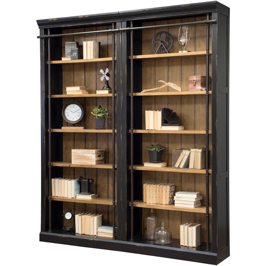 Martin Bookcase - 5 Shelve(s) - 4 Adjustable Shelf(ves) - Finish: Aged Ebony, Warm Honey - Adjustable Shelf - For Home, 