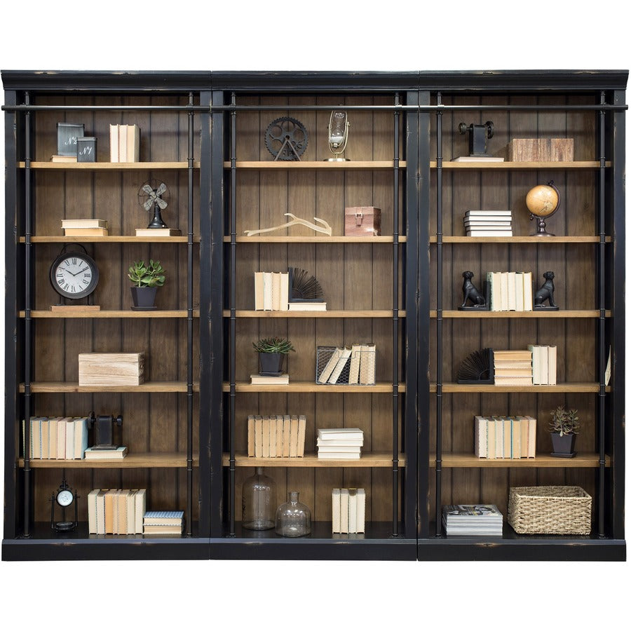 Martin Bookcase - 5 Shelve(s) - 4 Adjustable Shelf(ves) - Finish: Aged Ebony, Warm Honey - Adjustable Shelf - For Home, 