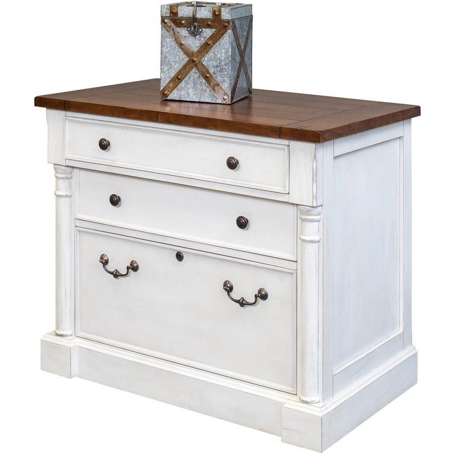 Martin Lateral File - 3-Drawer - Total Drawer(s): 3 - Finish: Weathered Wire Brushed Chalk - Rustic Knotty Cherry Table 