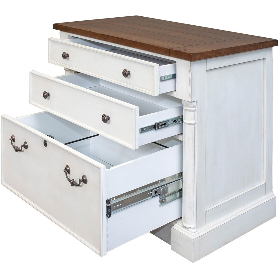 Martin Lateral File - 3-Drawer - Total Drawer(s): 3 - Finish: Weathered Wire Brushed Chalk - Rustic Knotty Cherry Table 