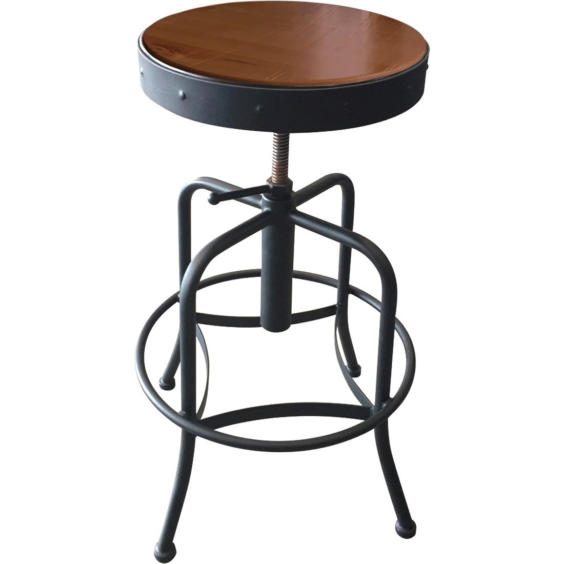 Holland Bar Stools 910 Black Wrinkle Industrial Adjustable Stool - Black Seat Color - Vinyl Seat Material - Black Frame 