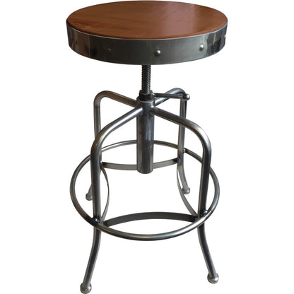 Holland Bar Stools 910 Clear Coat Industrial Adjustable Stool - Black Seat Color - Vinyl Seat Material - Tubular Steel F