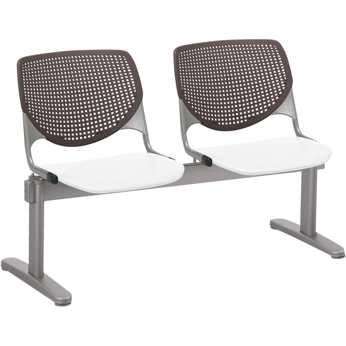 KFI Kool 2 Seat Beam Chair - White Seat Color - Polypropylene Seat Material - Brownstone Back Color - 1 Each