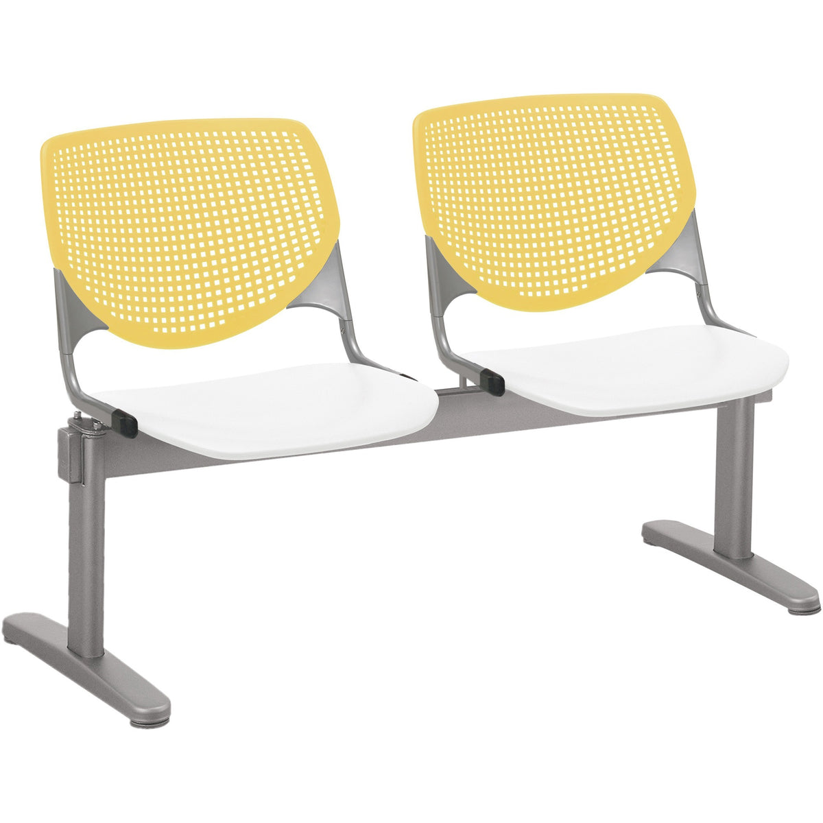 KFI Kool 2 Seat Beam Chair - White Seat Color - Polypropylene Seat Material - Yellow Back Color - Polypropylene, Aluminu