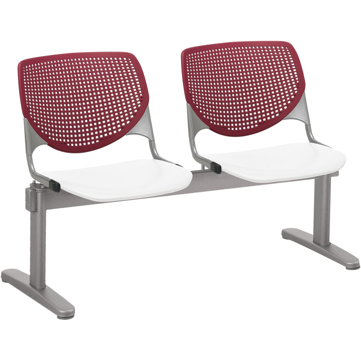 KFI Kool 2 Seat Beam Chair - White Seat Color - Polypropylene Seat Material - Burgundy Back Color - 1 Each