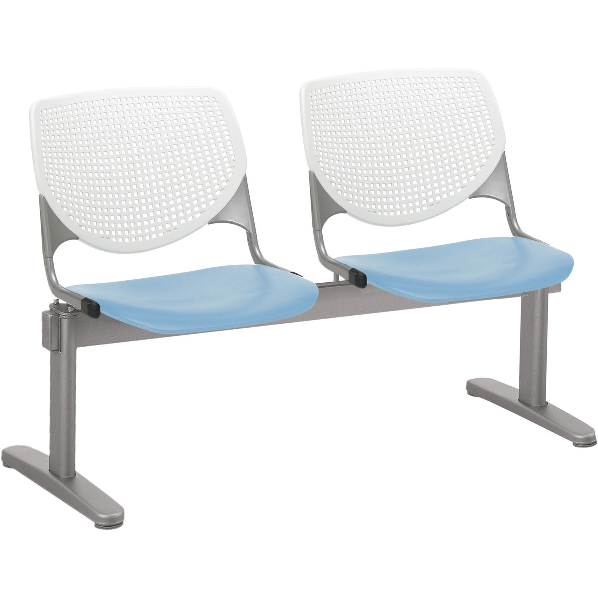 KFI Kool 2 Seat Beam Chair - Sky Blue Seat Color - Polypropylene Seat Material - White Back Color - 1 Each