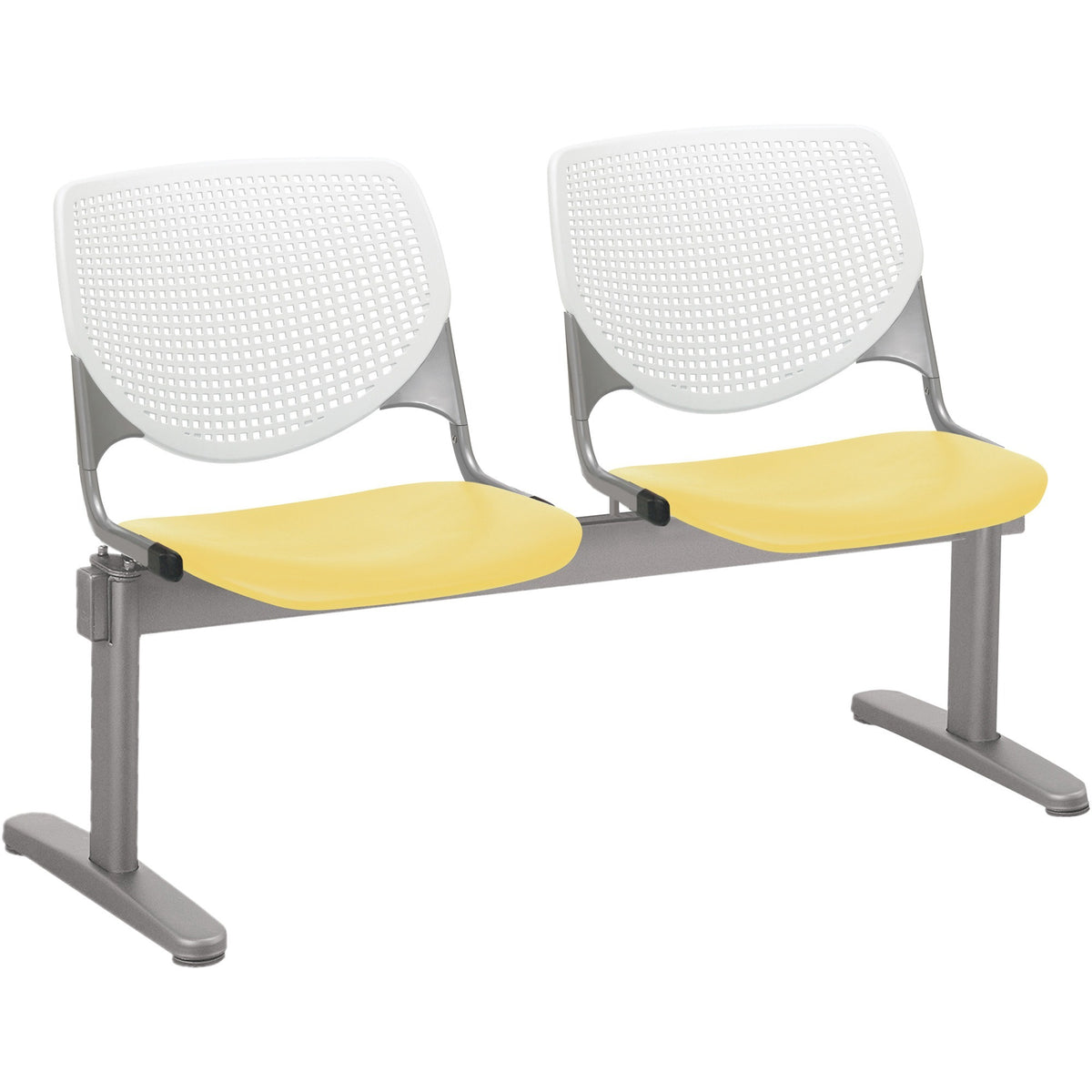 KFI Kool 2 Seat Beam Chair - Yellow Seat Color - Polypropylene Seat Material - White Back Color - Polypropylene, Aluminu