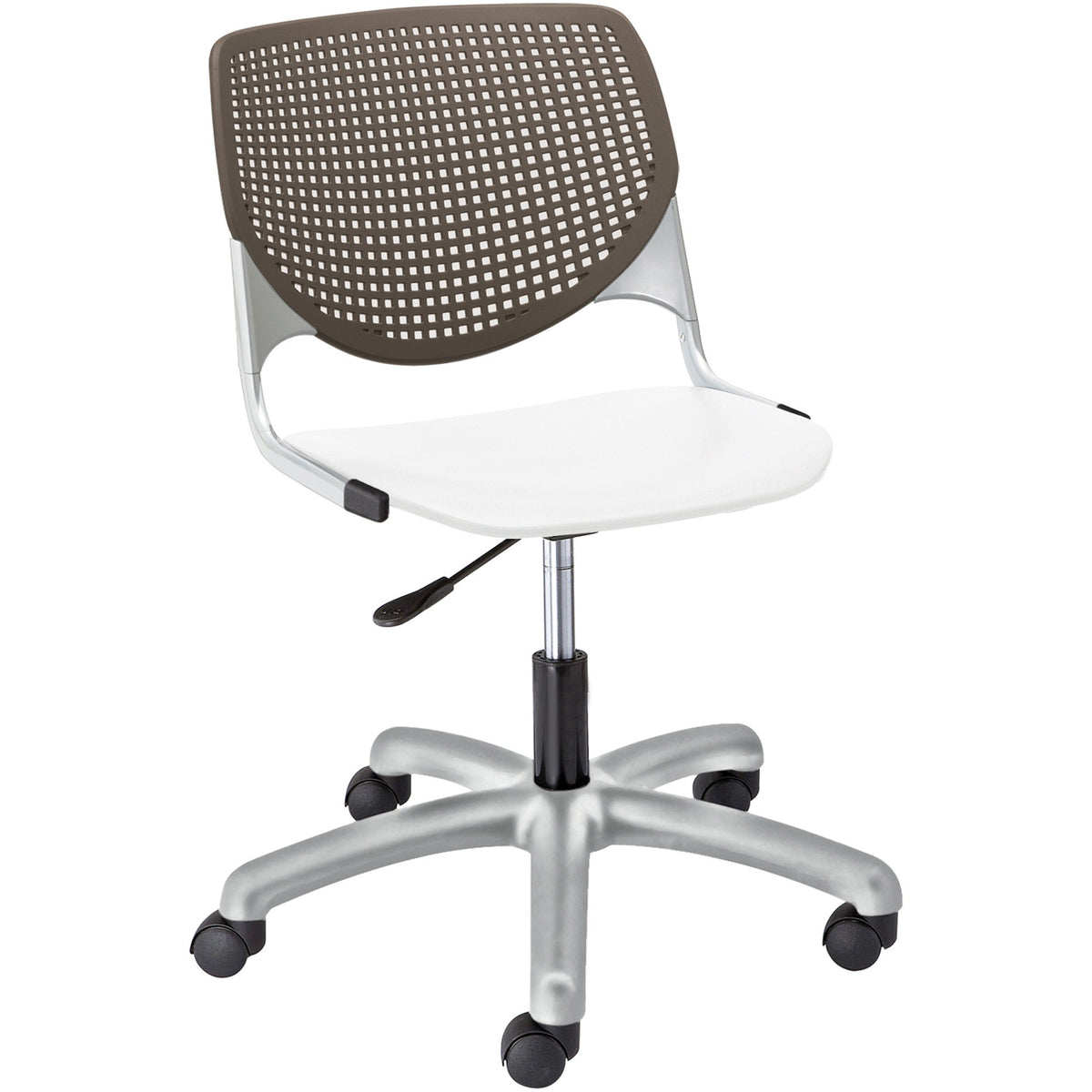 KFI Kool Task Chair With Perforated Back - White Seat Color - Polypropylene Seat Material - Brownstone Back Color - 1 Ea