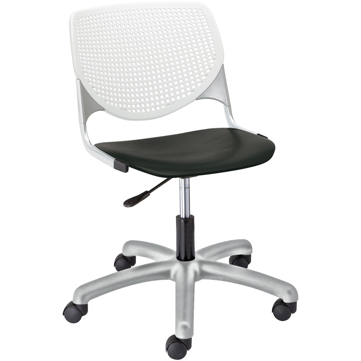 KFI Kool Task Chair With Perforated Back - Black Seat Color - Polypropylene Seat Material - White Back Color - 1 Each